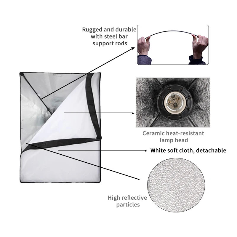  Photography Softbox Lightbox Kit 2 PCS E27 LED Photo Studio Camera Lighting Equipment 2 Softbox & L