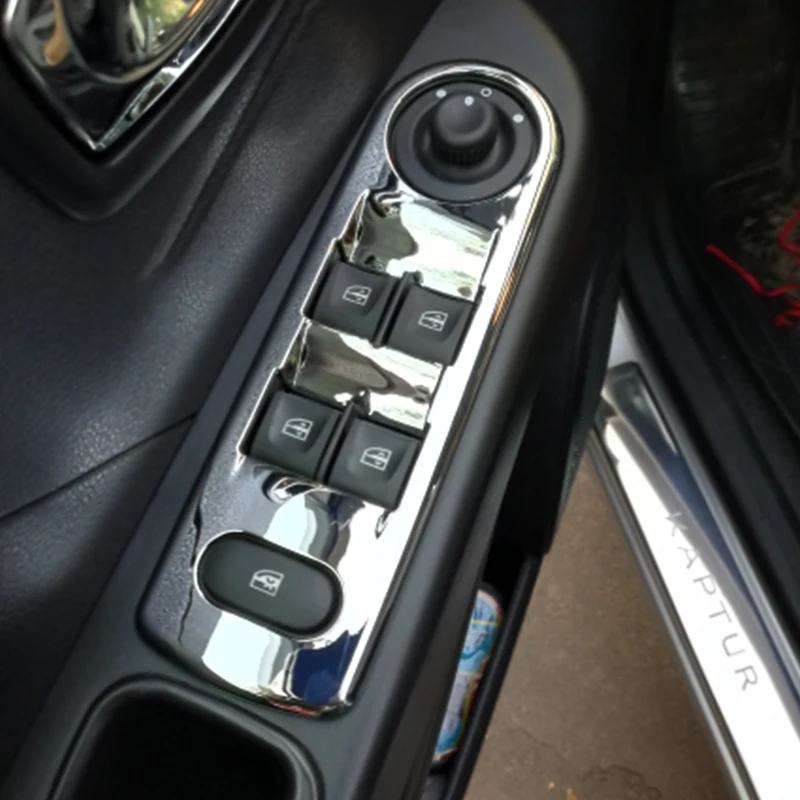 

For Renault Captur 2015-2017 High-quality LHD ABS Chrome Inner Armrest Door Window Glass Lift Switch Button Panel accessories
