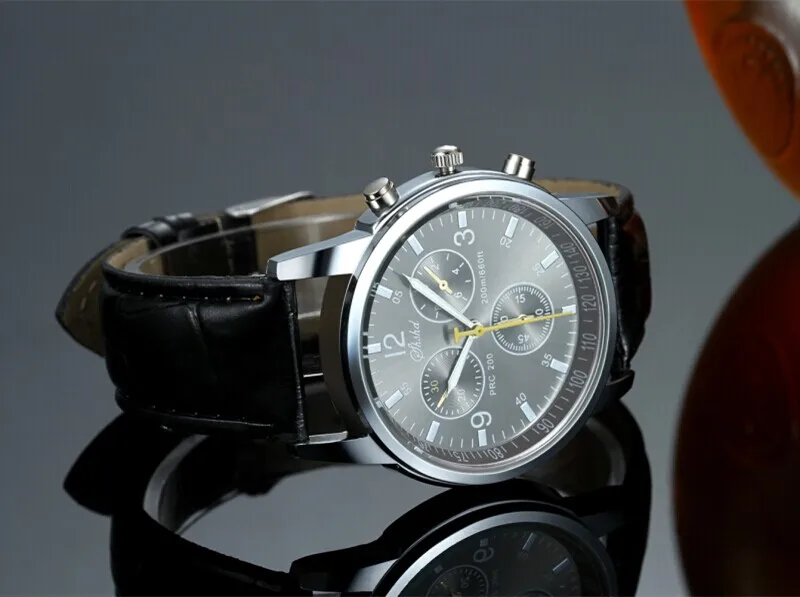 Модные повседневные мужские часы с кожаным ремешком, нарядные мужские наручные часы с тремя глазами, спортивные мужские часы, часы zegarek meski