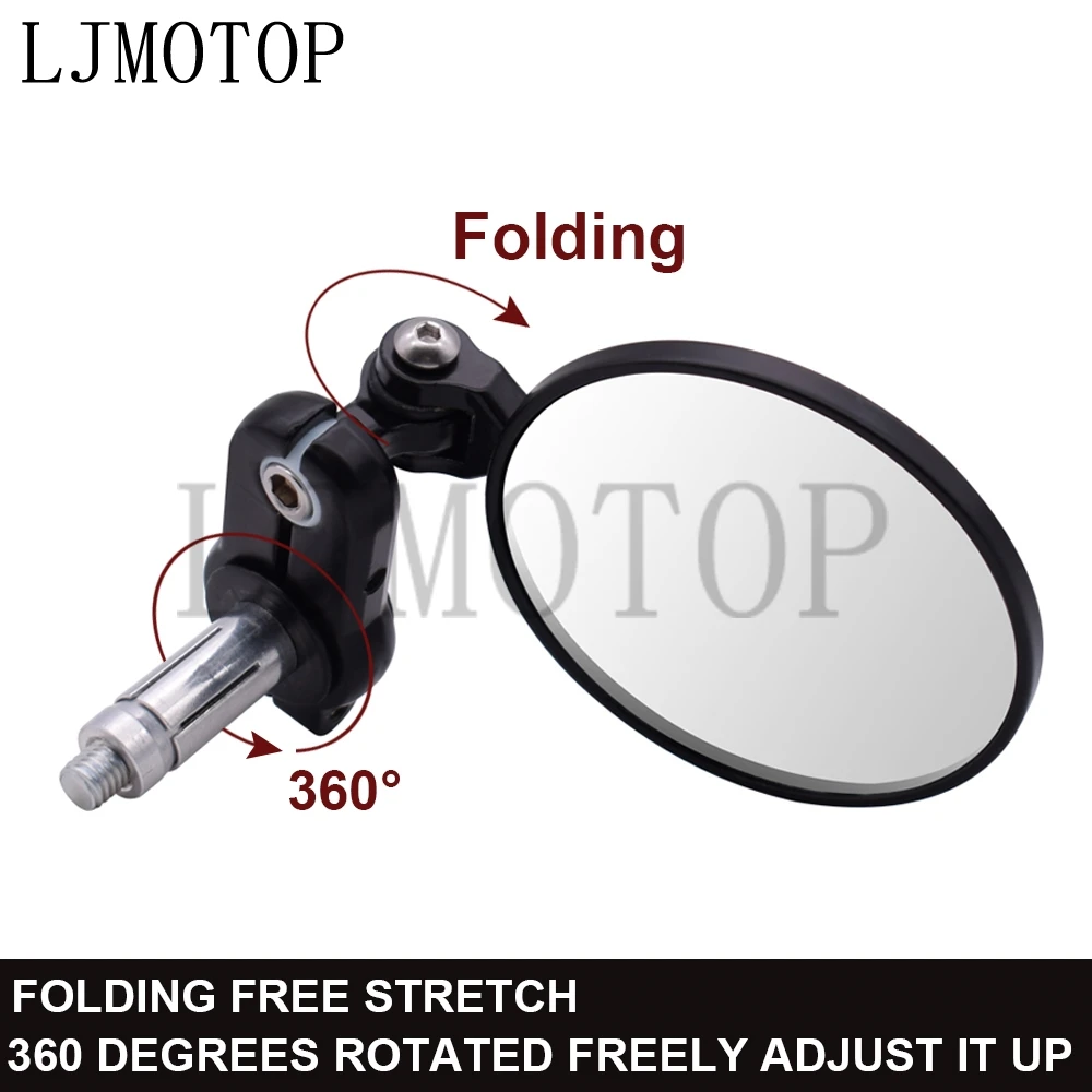 Motorcycle Mirrors 3 Inch Round Folding Bar End Side Mirrors For Honda CB125R CB650R CB190R CB250R CB300R CB400 CB500X CB1000R motorcycle handle bar mirror