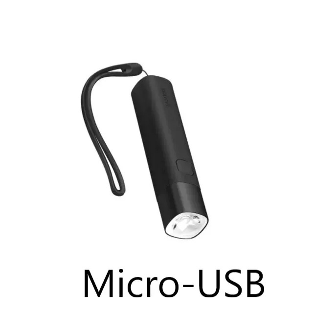 Xiaomi SOLOVE портативный фонарик USB зарядки для мобильных устройств перезаряжаемый яркий EDC фонарик 3000 мАч светодиодный фонарик для велосипеда - Цвет: black Micro-USB