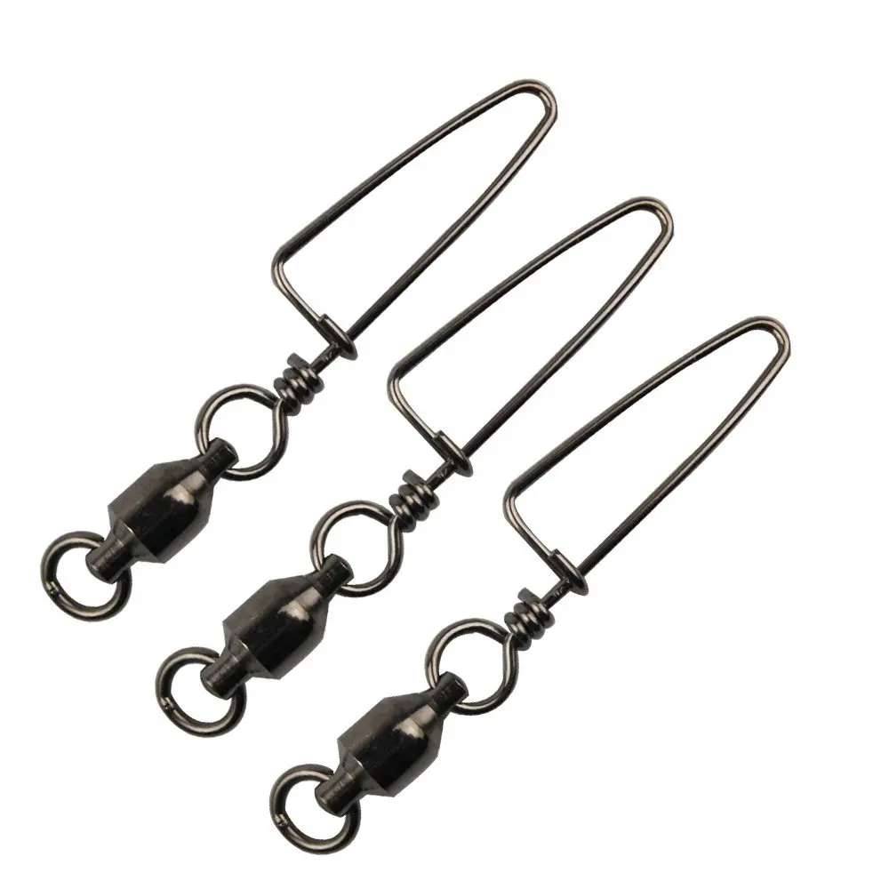 

HiUmi 50pcs Strong Ball Bearing Rolling Swivel Fishing Connector Interlock Snap Link Fishing Accessories