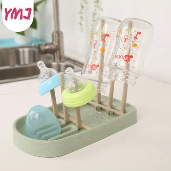 

Wheat Straw Bottle Dry Rack Folding Baby Bottle Drain Drying Racks Blue Pink Bottle Cleaning Dryer Drainer Storage Drying-Rack