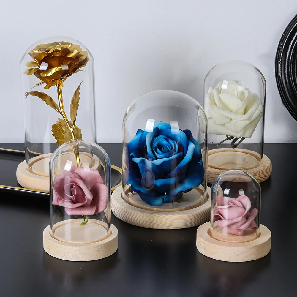 Стеклянная коробка для хранения цветов прозрачная Пылезащитная Крышка бутылок