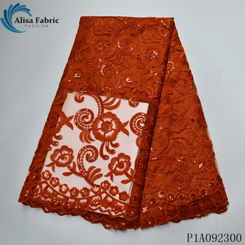 

Alisa african lace fabric nigerian tulle fabric embroidered with sequins french net laces fabric 5 yards/piece for party dresses