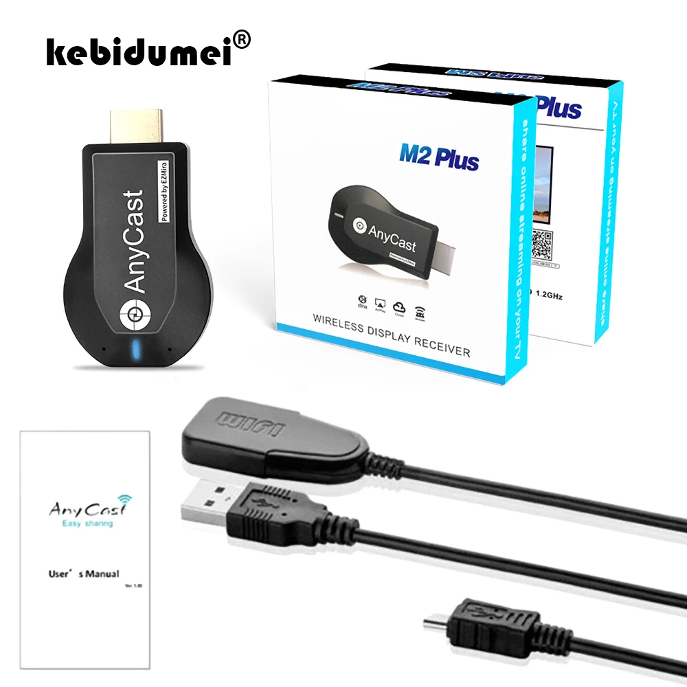 Беспроводной ТВ приемник kebidumei 1080P Wi Fi HDMI для DLNA Miracast AnyCast M2 Plus Airplay|SmartTV-стики и