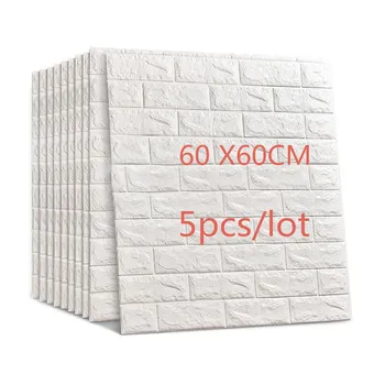 

60X60cm 5pcs 3D Brick Wall Stickers Wallpaper Decor Foam Waterproof Wall Covering Wallpaper for Kids Living Room DIY Background