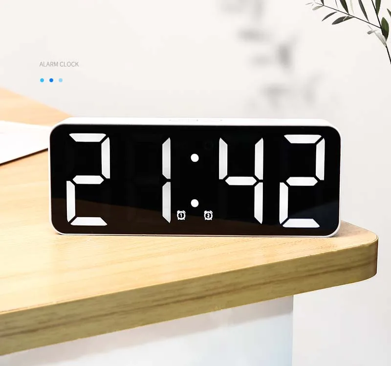 LED Digital Alarm Clock Temperature Date Display Desktop Mirror Clocks Home Table Decoration Electronic Clock