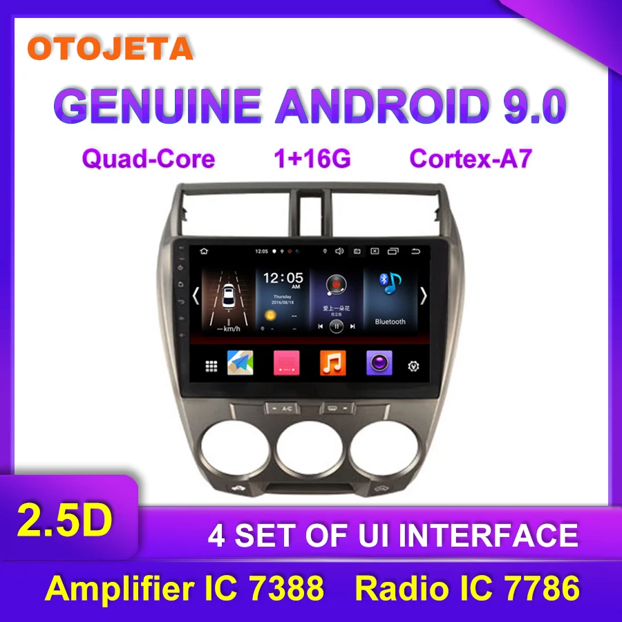 

Factory direct sale OTOJETA Android 9.0 Car Multimedia Radio For Manua AC Honda CITY 2010 tape recorder GPS bluetooth Navigation