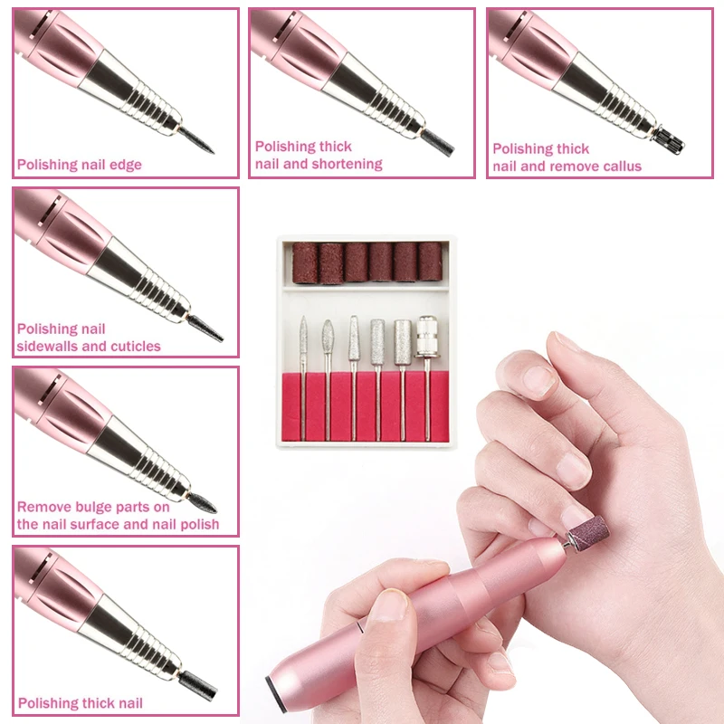 Nail Drill Machine 35000 RPM Electric Nail Drill Manicure Set USB Portable Nail Drill Pen For Manicure Gel Milling Salon