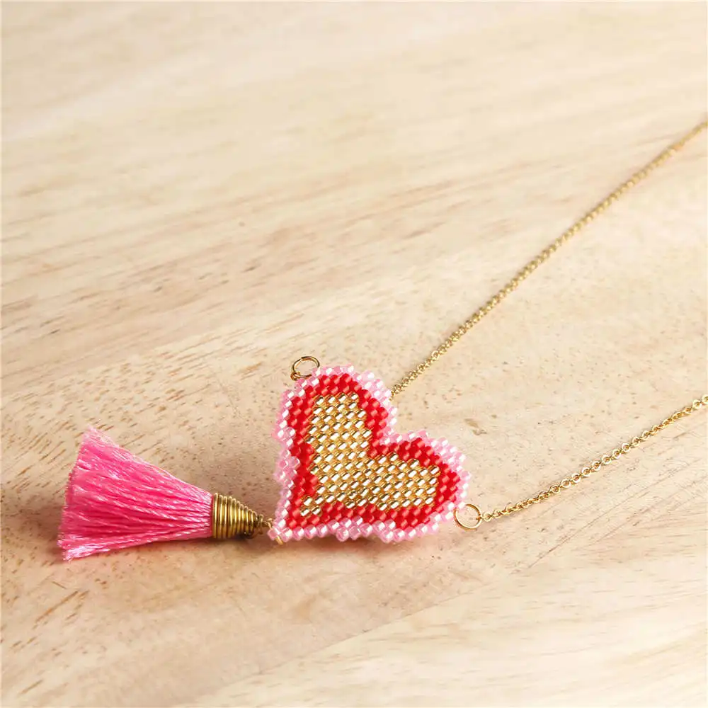 Go2boho MIYUKI Сердце ожерелье s женское розовое ожерелье De Moda богемное колье ювелирные изделия, Золотая цепь miyuki Joyeria