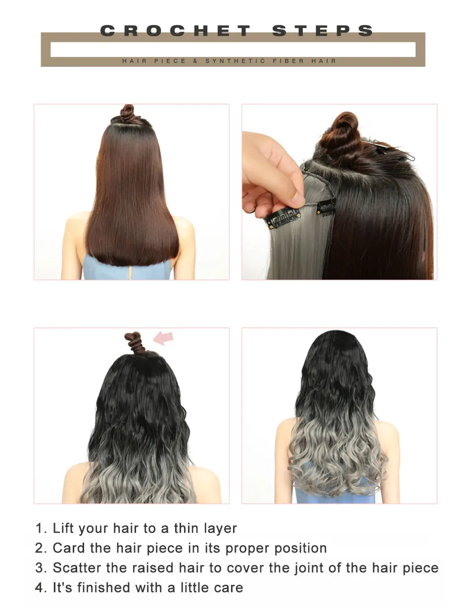 Chorliss длинные волнистые синтетические волосы на заколках для наращивания 7 шт./компл. 16 зажимы в наращивание волос поддельные накладные волосы с эффектом деграде(переход от шиньоны