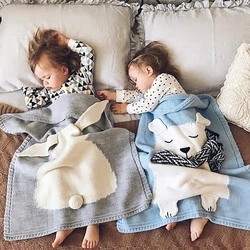 Baby Cot Sleep Blanket Stroller Cover Throw Cotton Bear Animal Newborn Swaddle Wrap Kids Playing Mat Kindergarten Sleepsack