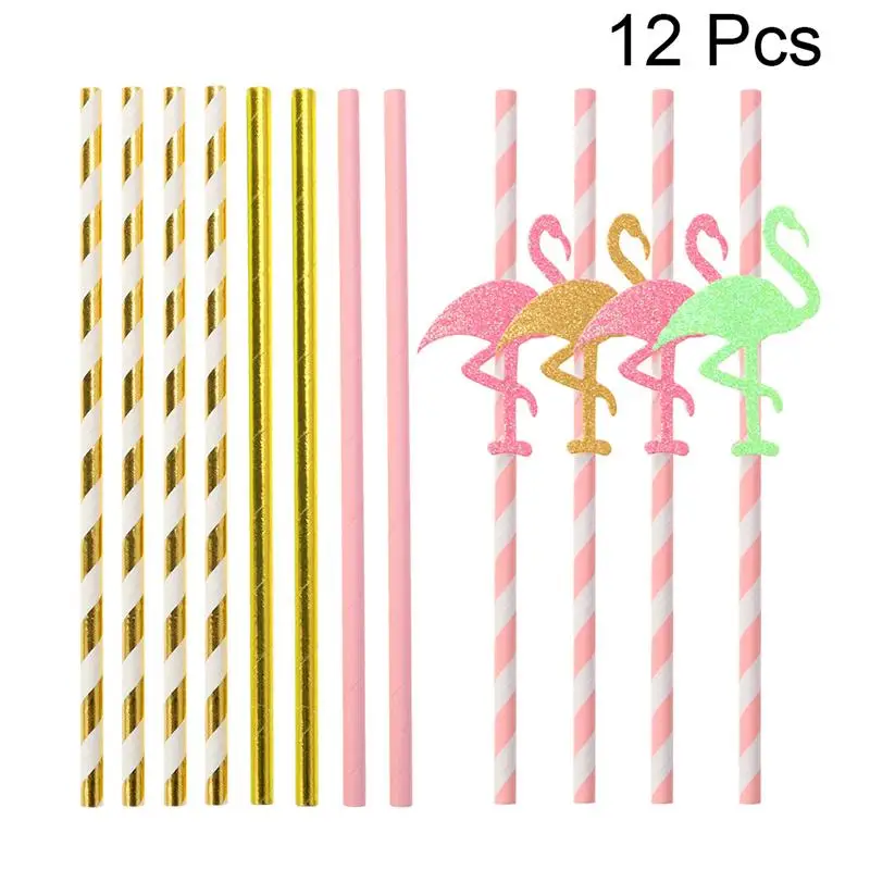 12 шт. красочные красивые смешной декор соломы питьевой трубочка фламинго для
