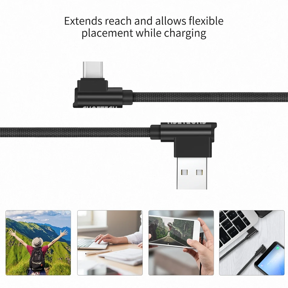 CHOETECH 90 градусов L Тип Usb-type C телефонный кабель для передачи данных Usb-C для samsung Xiaomi huawei зарядный кабель для iPhone XS Max X 8