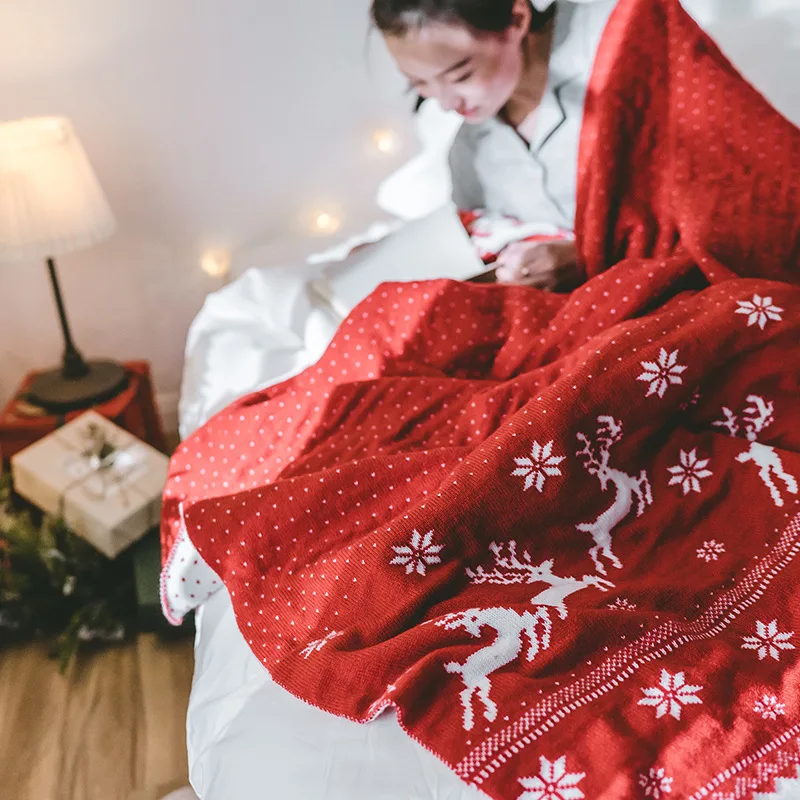 

Christmas Deer Christmas Blanket Home Casual Blanket Knitted Blanket