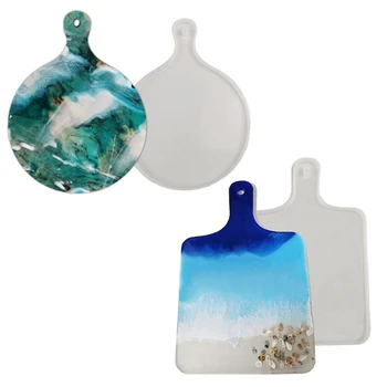 

2Pcs Silicone Large Tray Resin Mold Epoxy Resin Casting Serving Board Tray Coaster Plate Holder with Handles Mold Crafts