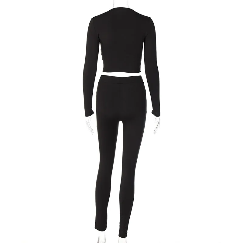 skirt suit set Winter Women Sport Fitness 2 Two Piece Set Outfits Long Sleeve Crop Tops Tshirt Leggings Pants Set Bodycon Tracksuits Women's plus size pant suits for weddings