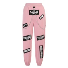 Gothic Alternative Cool High Waist Chain Fit Women Pants Streetwear Punk Emo Fashion Straight Trousers Autumn Winter Y2k Clothes
