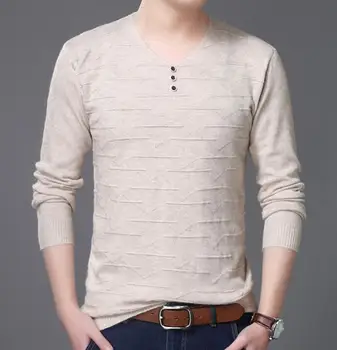 

Spring autumn New design men V-Neck casual soft cotton T-shirt a02 An