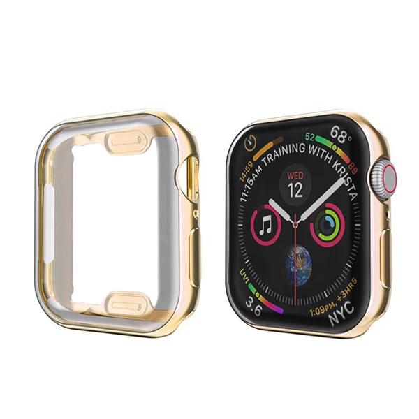 ProBefit 360 Тонкий чехол для часов Apple Watch чехол 5 4 3 2 1 42 мм 38 мм мягкий прозрачный ТПУ протектор экрана для iWatch 4 3 44 мм 40 мм - Цвет: Gold