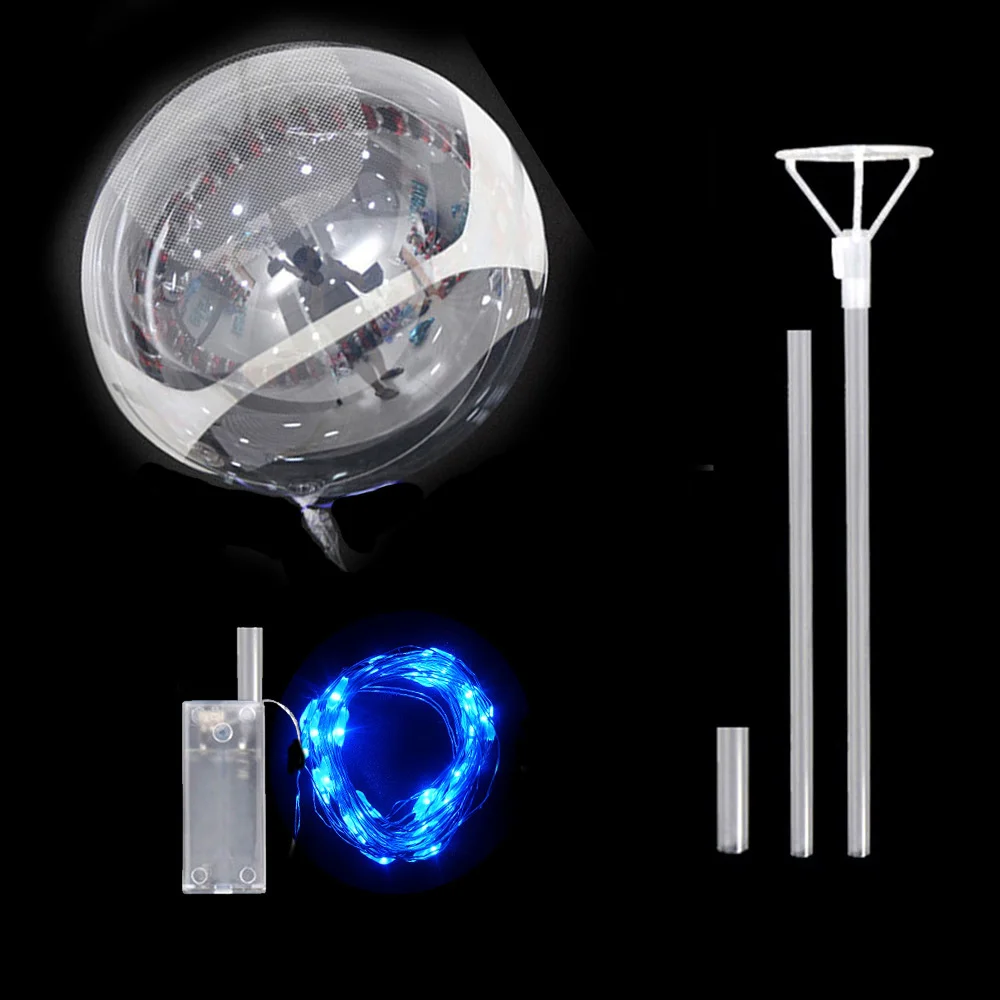 20 дюймов светящиеся Прозрачные Bobo пузырьки шары свадьба день рождения партии шары красивый светодиодный светильник на веревке - Цвет: blue
