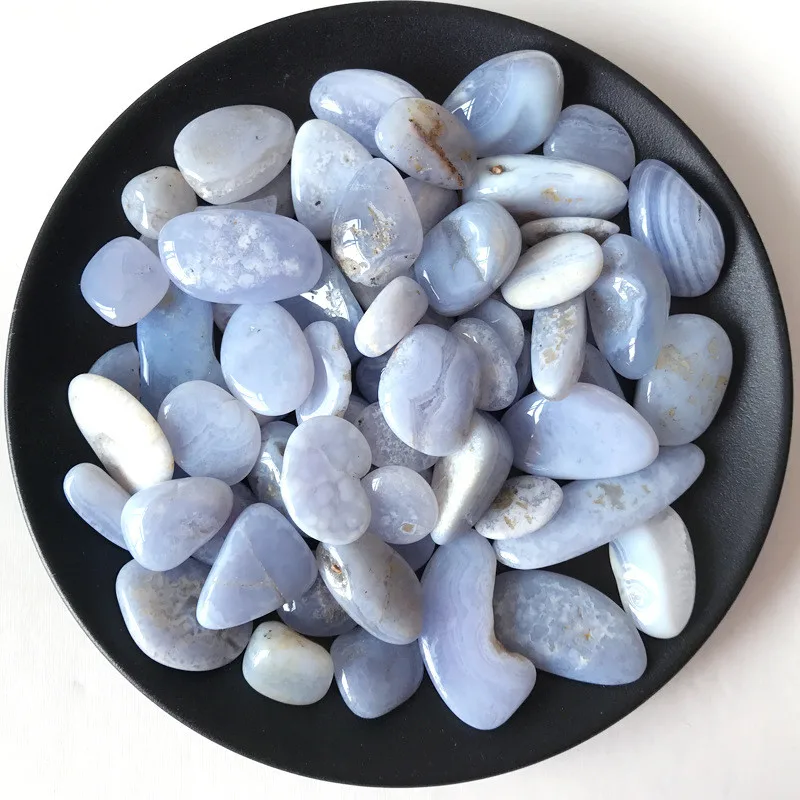 

100g Natural Agate stone polished Blue Lace agate tumbled stones for Home Decor mineral crystals meditation wicca healing stones