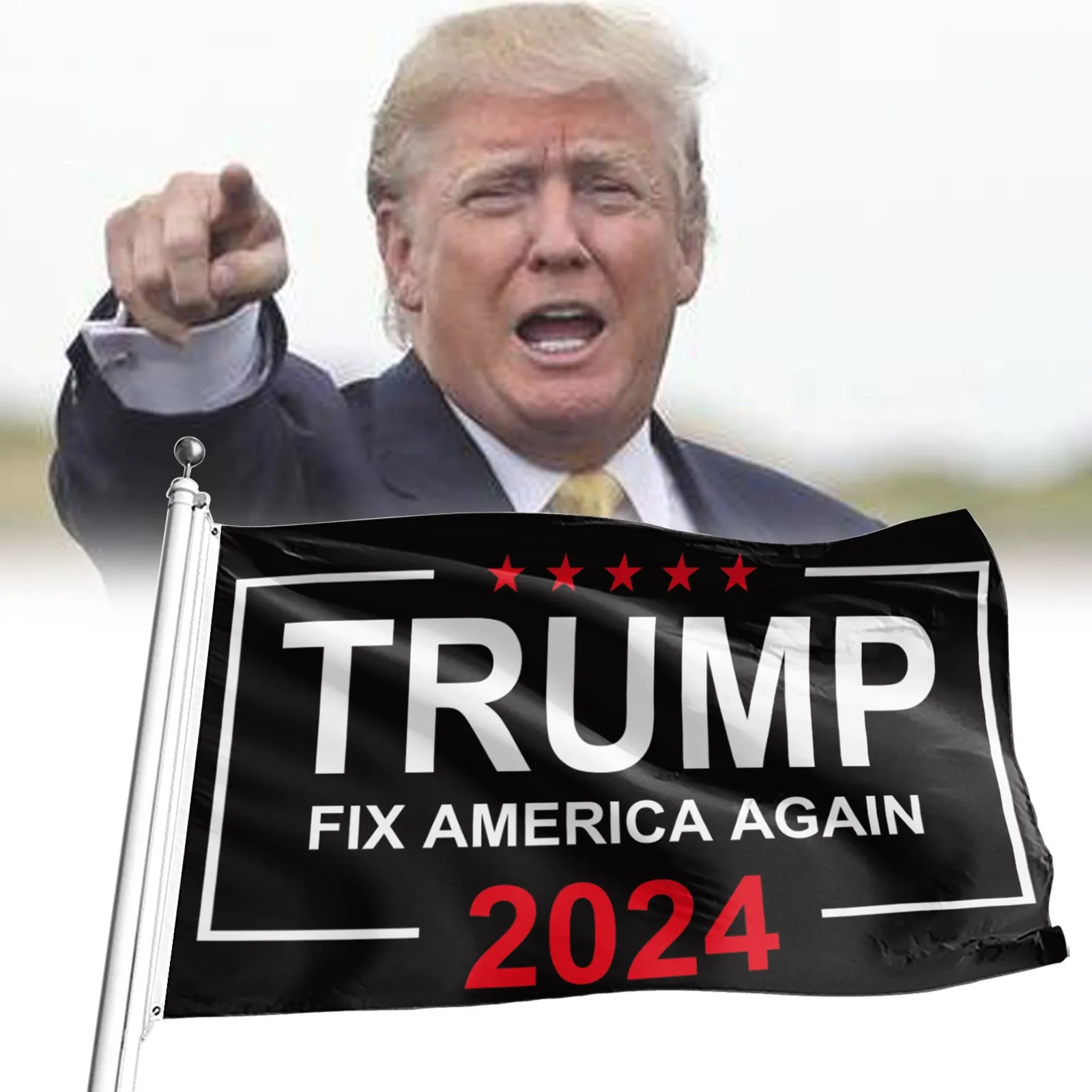 Donald Trump Flag 2024 Don Jr Fix America Again Sign Poster