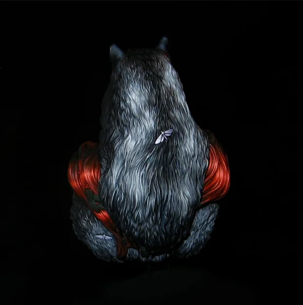 Figurine Résine 1:10 – Buste Femme Guerrière Et Loup – Non Peinte – À Monter