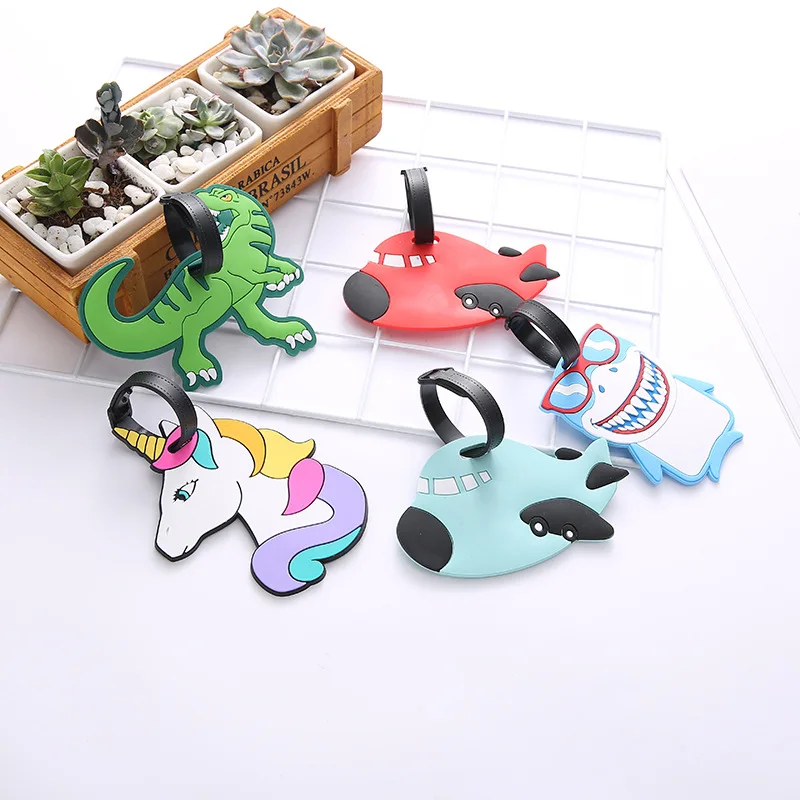 

2020 New Fashion Creative Luggage Tag Cartoon Animal Silica Gel Suitcase ID Address Holder Baggage Boarding Tags Hot Sale