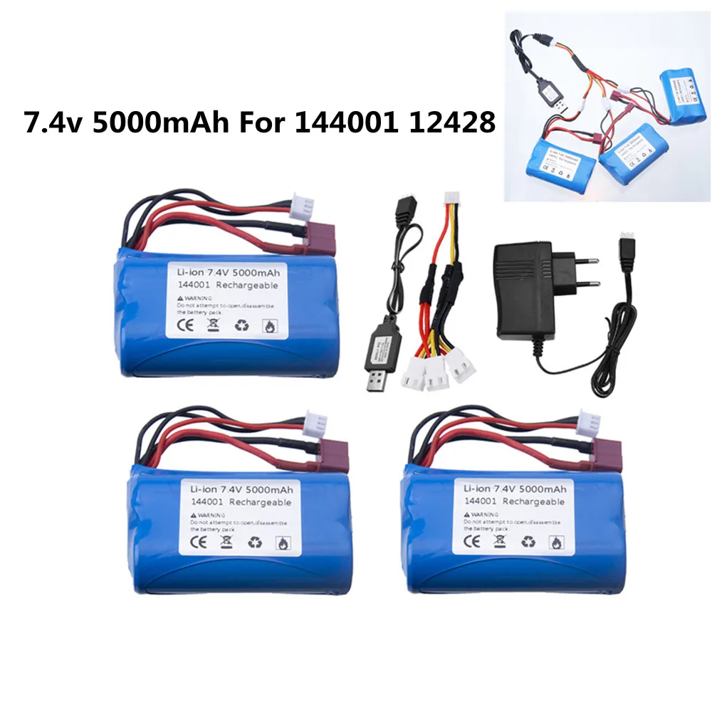 Batteria Agli Ioni Di Litio 7.4 V 3000Mah 5000Mah Per Wltoys 144001 12428 Accessori Di Ricambio Per Auto Rc 7.4 V 21700 Аккумулятор