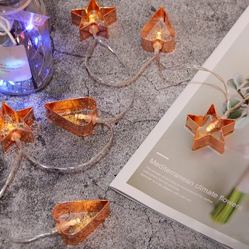 

LED Fairy Light Iron Art Battery Powered DIY Christmas Decor For Bedroom Home Wedding Party Bright Hearts Stars Outdoor Indoor