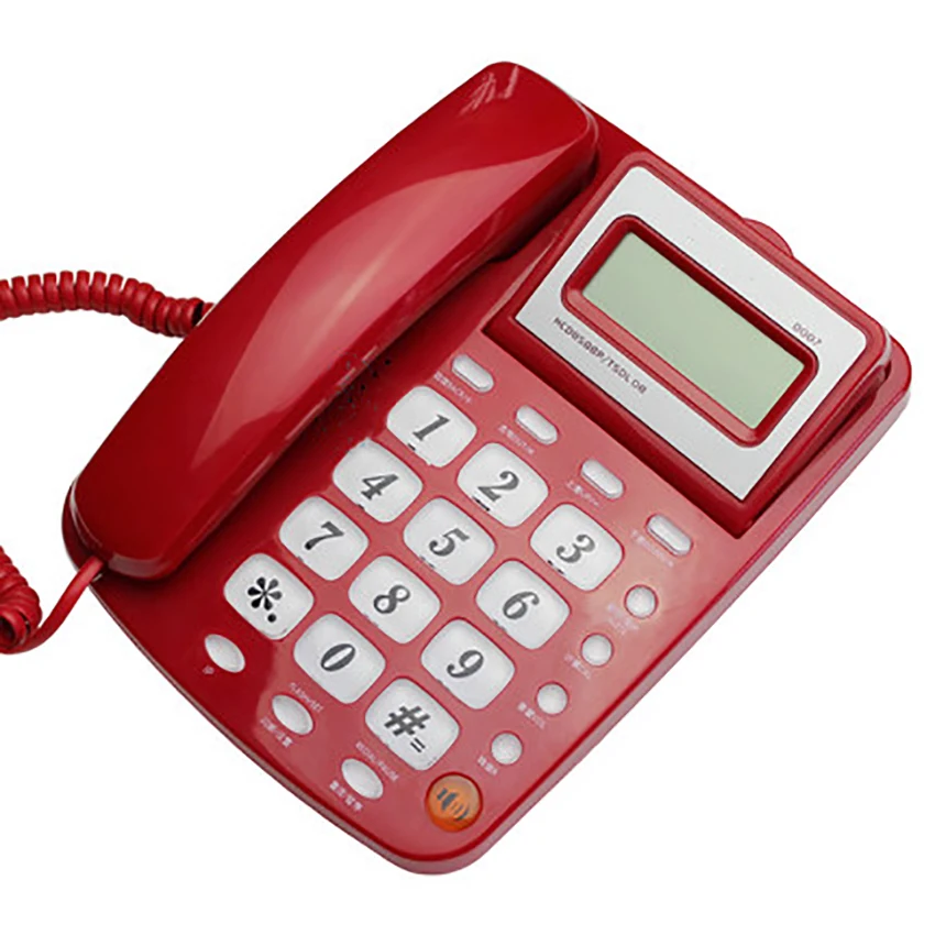Настольный проводной телефон с определителем номера, двойная система DTM/FSK, регулируемая яркость lcd, стационарный телефон для дома/отеля/офиса - Color: Red