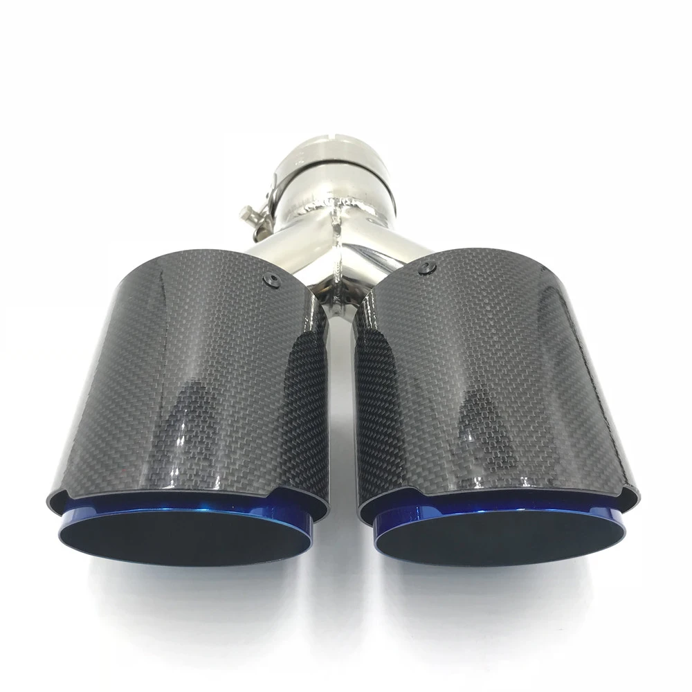 1 шт. Inlet63mm-Outlet 101 мм(двойной) akrapovic выхлопная насадка глянцевый хвост из углеродного волокна наконечник выхлопной трубы синий конец хвост quad наконечник