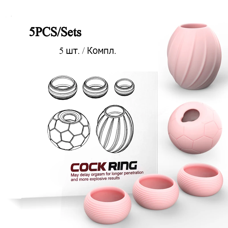 5PCS/Set Reusable Foreskin Correction Ring Male Chastity Device Delay Ejaculation Penis Rings Cock Sex Toys for Men | Красота и