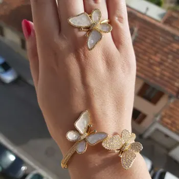 

GODKI Luxury Buttefly Bangle Ring Sets Fashion Dubai Bridal Jewelry Sets For Women Wedding brincos para as mulheres 2019