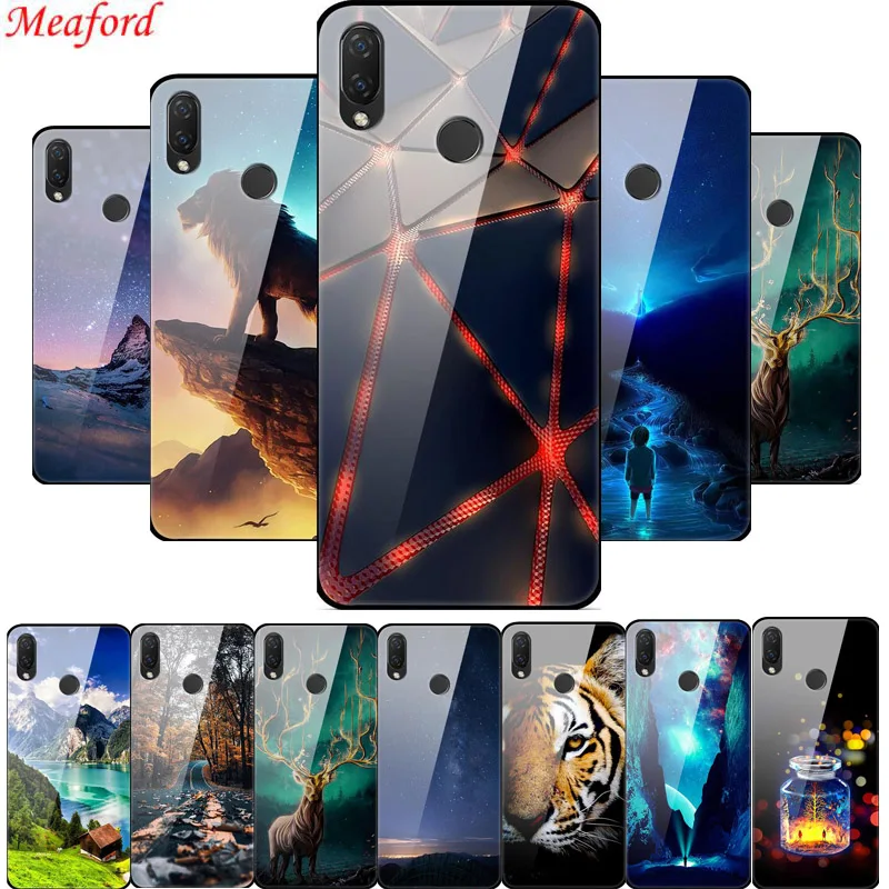 Чехол из закаленного стекла для Huawei Honor 20 8X 7C 7A Pro 9 lite Nova 5T чехол стеклянная задняя