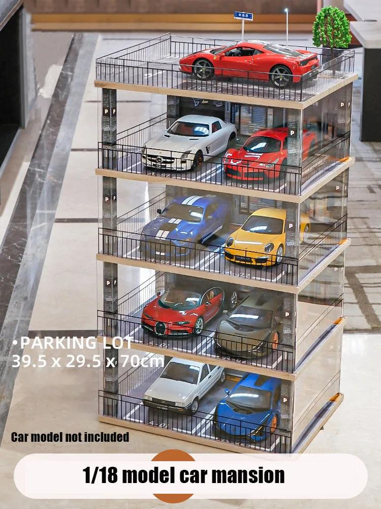 1/18 ジオラマ 地下駐車場 ガレージ LEDショーケース 棚 ACアダプター