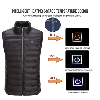 

2019 Upgraded Men Outdoor USB Infrared Heated Vest Jacket Winter Carbon Fiber Electric Heating Coat Jacket Thermal Clothes Waist