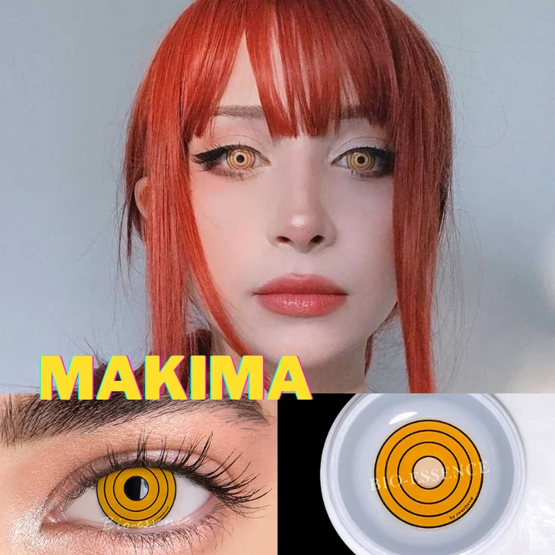 Bio-essence 1 Pair Cosplay Color Contact Lenses for Eyes Anime Accessory Lense Makima Chainsaw Man | Красота и здоровье