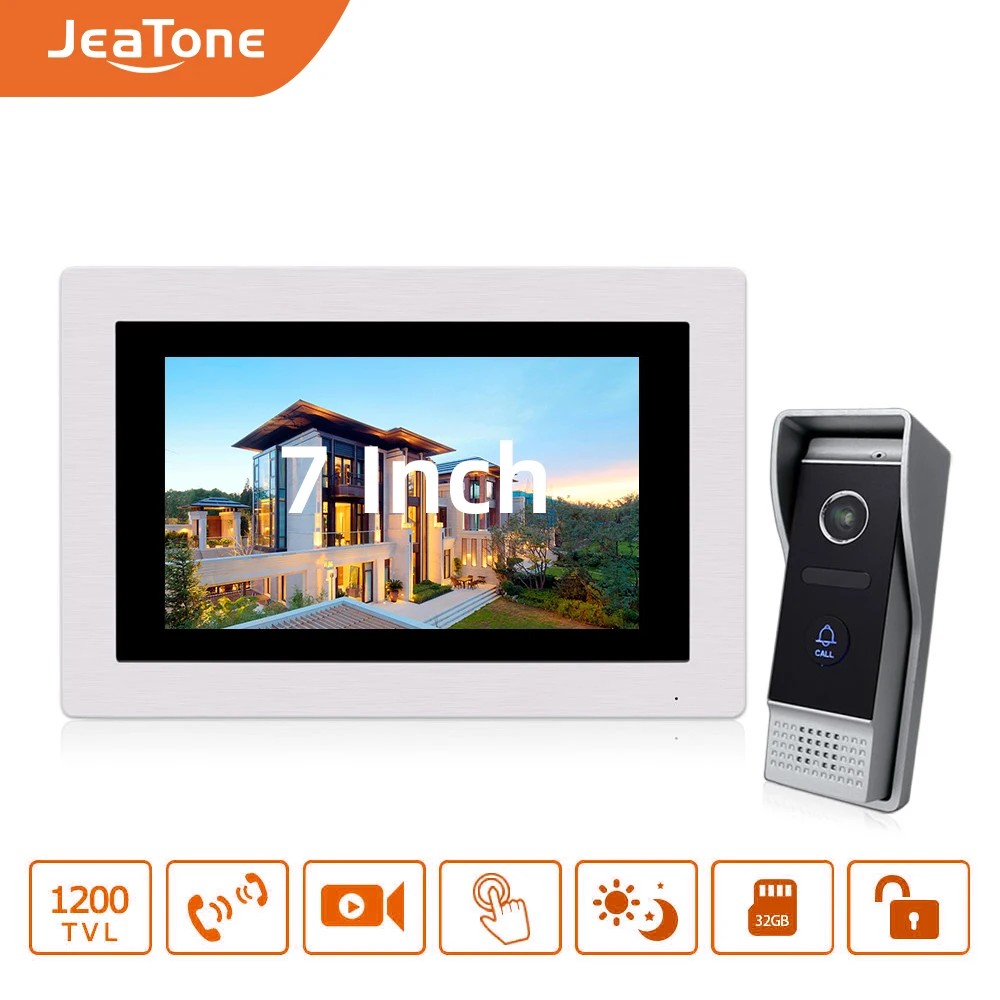 7 inch Touch Screen 4-Wired Video Door Phone Video Intercom Video Door Bell Home Security System Supported Motion Detection