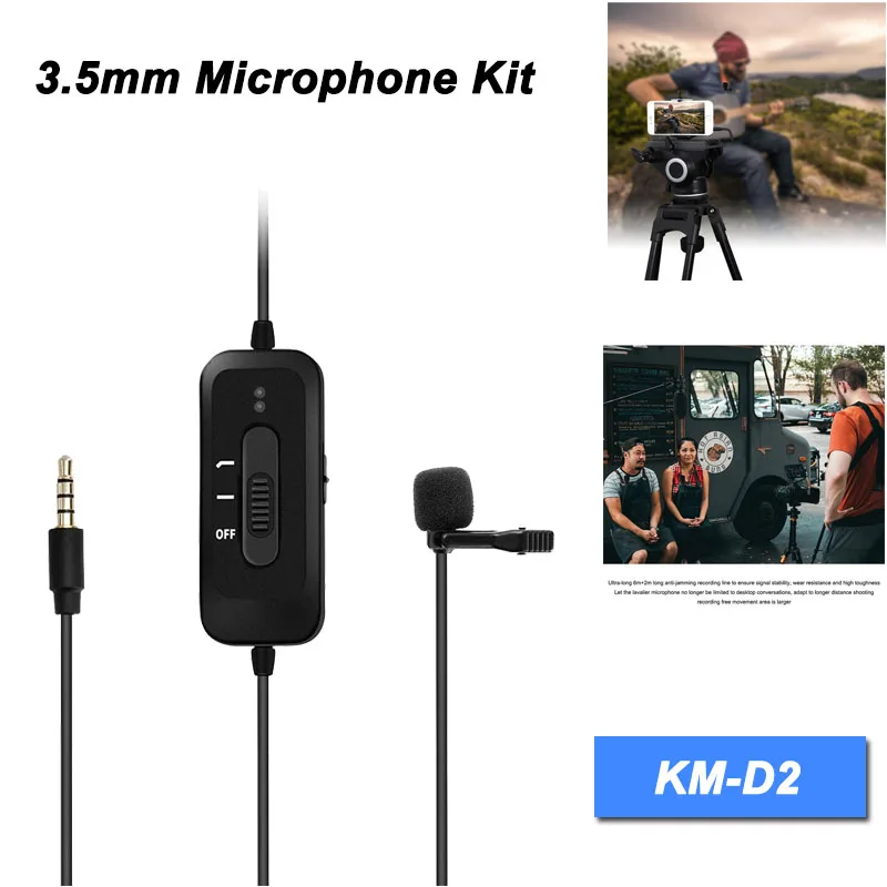 Acekool KM-D2 портативный всенаправленный конденсаторный микрофон с воротником для мобильного телефона, записывающий микрофон с K номером, проводной микрофон
