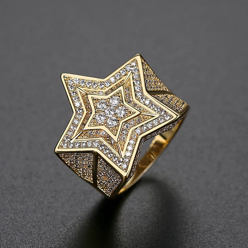 

Funmode Hip Hop Trendy Style Star Shape Gold Color Punk Men Party Rings anillos mujer Wholesale FR174