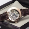 OBLVLO Luxury Retro Casual Men Skeleton Automatic Watches Mechanical Calfskin Strap Mineral Crystal Glass Waterproof Dial 45 VM 5