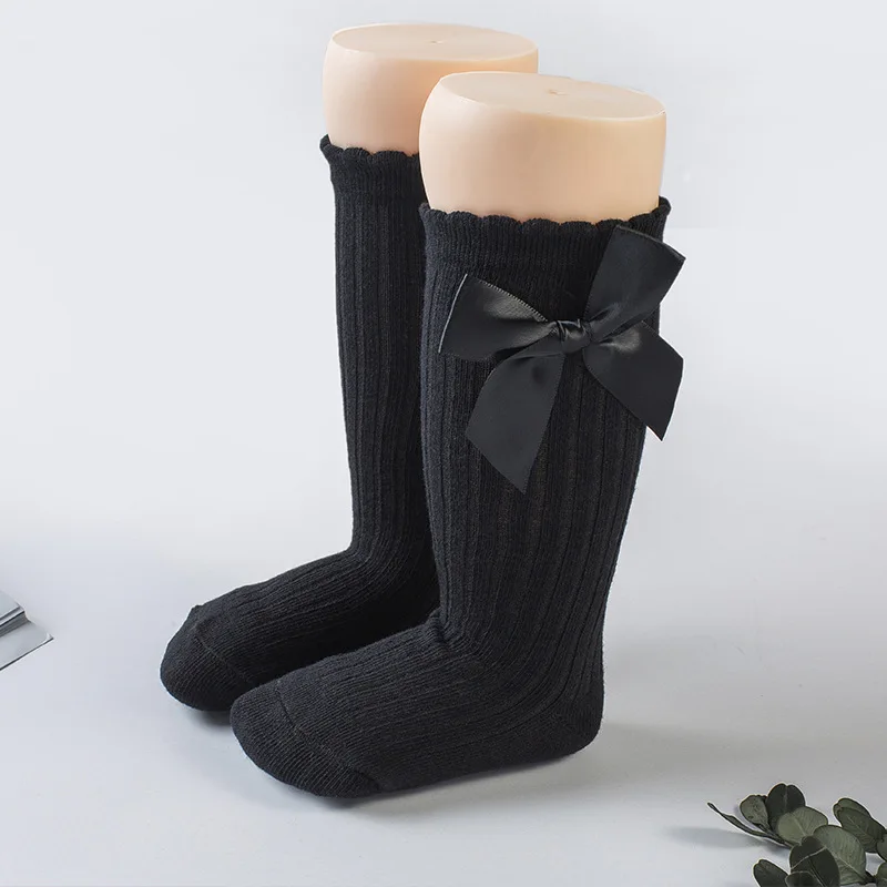 Baby Socks Toddlers Girls Big Bow Knee High Long Cotton Soft Anti Slip Lace Infant Socks Princess Infant Warm Baby Winter