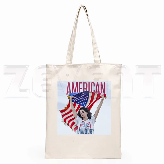 Lana Del Rey LOGO Printed Graphic Hipster Cartoon Print Shopping Bags Girls Fashion Casual Pacakge Hand Bag J