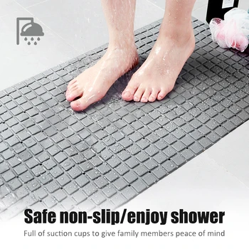

40x100cm Non-Slip Bath Shower Mat Flexible PVC Bathtub Mat With Suction Cup Bathroom Floor Mat For Kids/Elderly /Disabled
