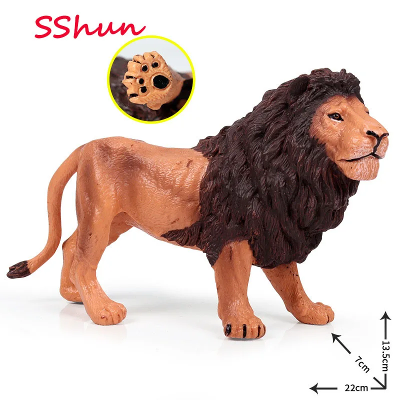 22*7*13.5CM Solid Simulation Wild Animal Model Zoo Lion Large Male African Children's Toy | Игрушки и хобби