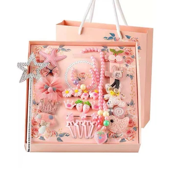 

28pcs Ponytail Home Travel Princess Bows Hairpins Children Hair Clip Elastic Band Cartoon Headwear Portable Salon Baby Girls