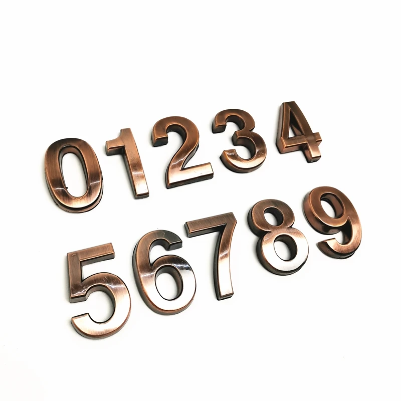 35mm 1pc 0-9 Modern House Number Stickers 3D Hotel Apartment Door ABS Plastic Golden Red Copper Bronze Name Plate | Обустройство дома